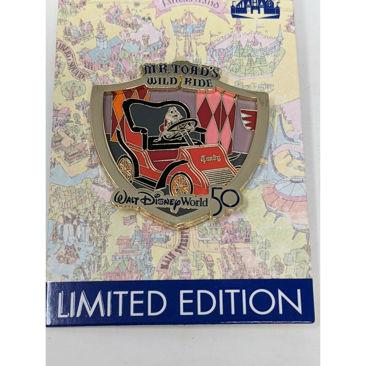 WDW 50th Anniversary Opening Day Attractions Mr Toads Wild Ride Disney LE Pin