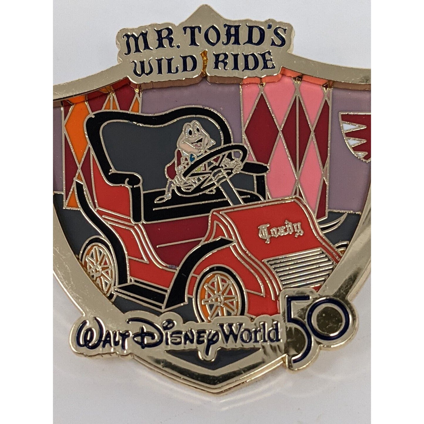 WDW 50th Anniversary Opening Day Attractions Mr Toads Wild Ride Disney LE Pin