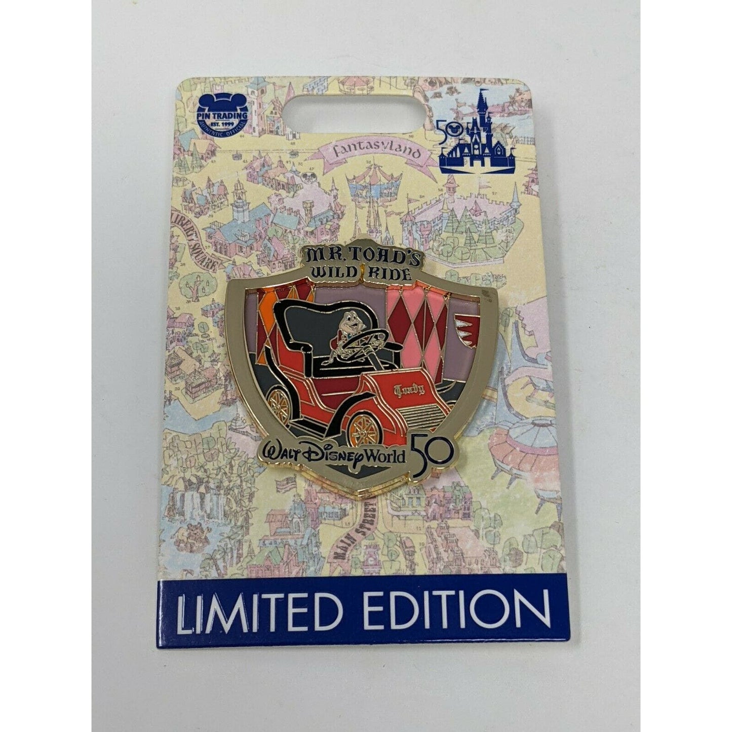 WDW 50th Anniversary Opening Day Attractions Mr Toads Wild Ride Disney LE Pin