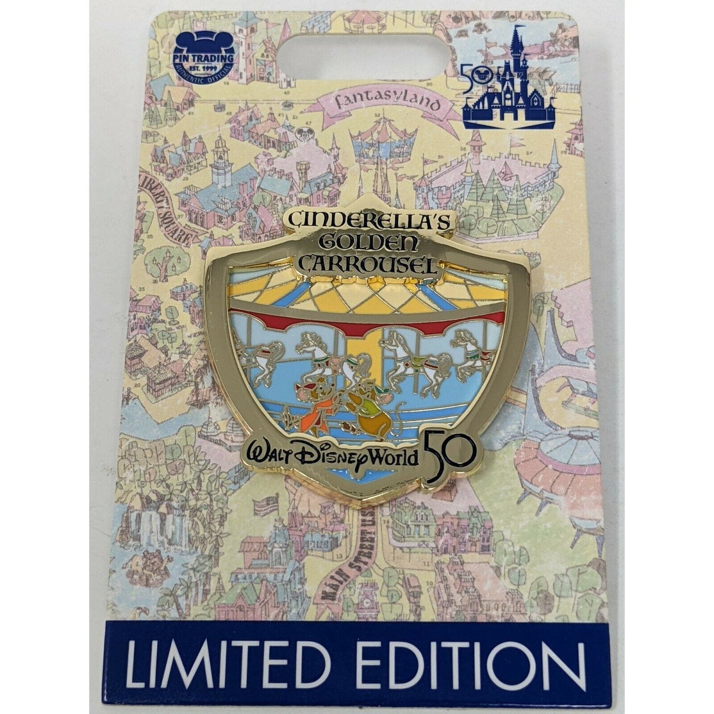 WDW 50th Opening Day Attractions Cinderella's Golden Carrousel Disney LE Pin